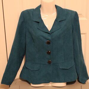 Studio I Microsuede Blazer Teal size 12, 3 button